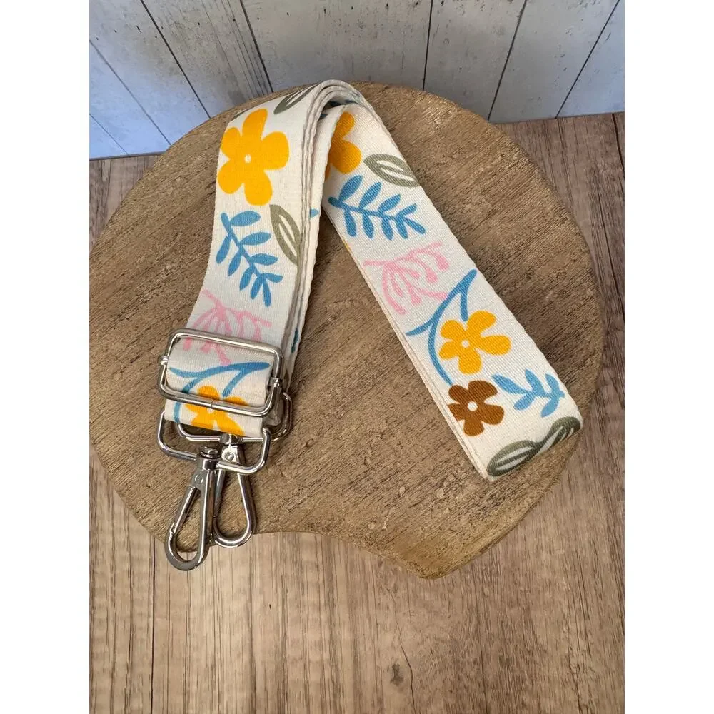 Colorful Flowered Purse Strap Wide Bag Strap Boho Crossbody Purse Strap